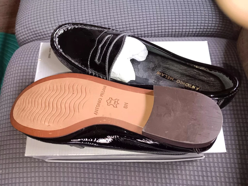 Мокасины женские Antonio Melani размер 8N черные лакированная кожа - Изображение 2 из 3