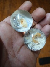 Two 1 1/4 Inch Silver Fume Bubble Trap Marble Galaxy