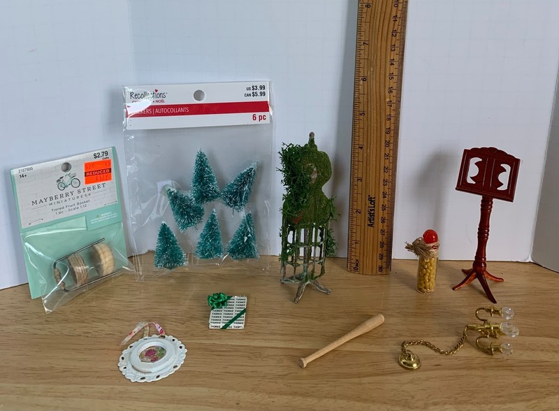 Dollhouse Miniature Lot includes an artisan weathered dress form 1:12