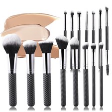 Makeup Brush Set, 15 Pcs Professional Brushes Kit, 15PCS, Black