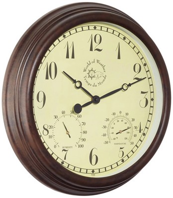 Esschert Design TF008 Gartenuhr, Kunststoff, Wanduhr, 38,3 x 6,1 x 38,3 cm, weiß