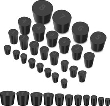 26 Pack Solid Rubber Stoppers - 11 Assorted Sizes Stopper Plugs, 000 - 8 Sizes