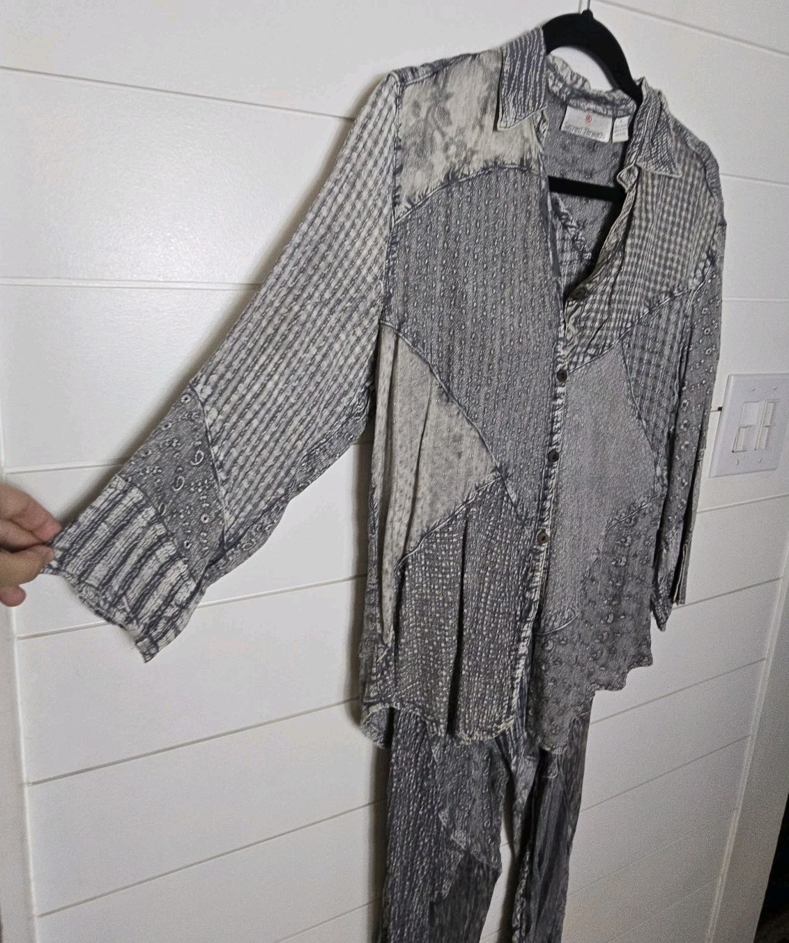 Sacred Threads Vintage Gray Patchwork Outfit Boho… - image 2