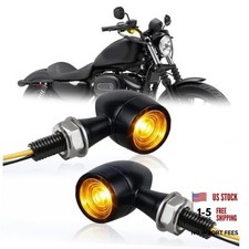Mini Motorcycle Turn Signal Lights - Universal Front - Mini White Amber Lenses