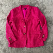Ann Taylor The Greenwich Blazer Size 12 Hot Pink Poppy Textured