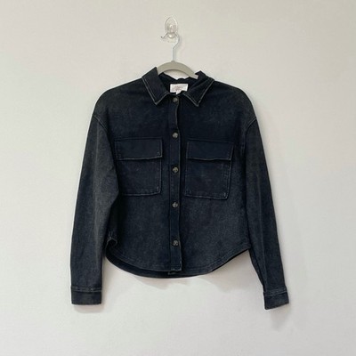 Hippie Rose Black Button Down Collared Shirt Women s XS Oversized Pockets Cotton