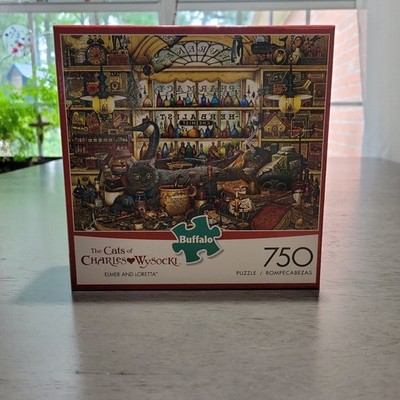 Cats of Charles Wysocki ELMER & LORETTA Pharmacy 750 pc Puzzle Buffalo COMPLETE
