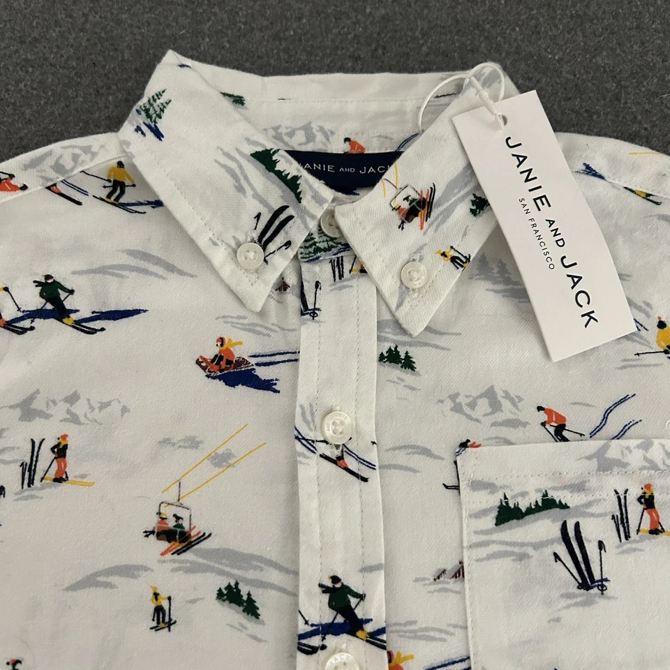 Janie and Jack Niños Camisa Abotonada 4 Vacaciones Invierno Esquí Nieve NUEVO Blanco Azul Foto 2 de 4