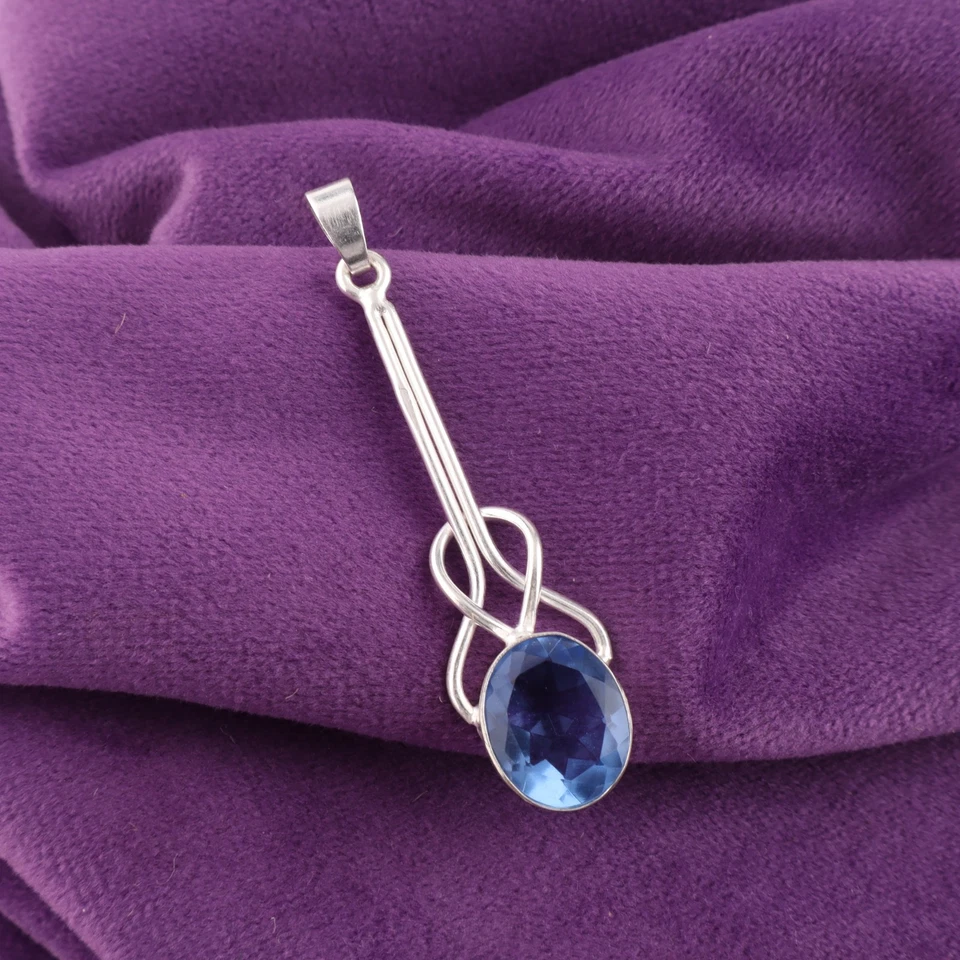 Tansanit Edelstein 925 Sterlingsilber Schmuck Handmade Anhänger Geschenk für Sie - Bild 2 von 2