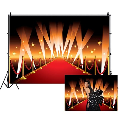 12x8ft Red Carpet Backdrop for Photoshoot Movie Theater Movie Night Theme Bir...