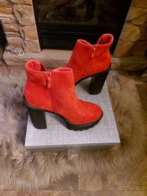 Jumex Damen  Stiefeletten 15cm rot 39 mit Plateau