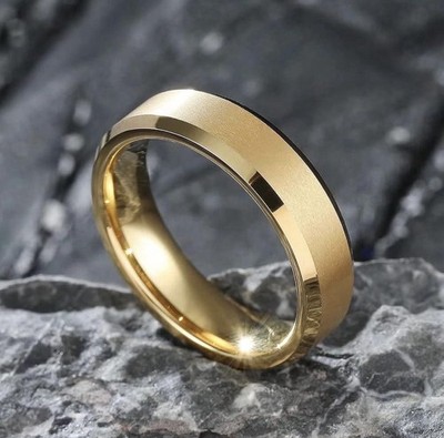 King Will Glory 6 mm gebürstetes Gold Ehering Größe 9 (R1/2) Wolframcarbid