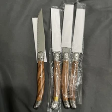 (QTY 4) Dinner Knife 369713 Stainless Steel Wooden Grip