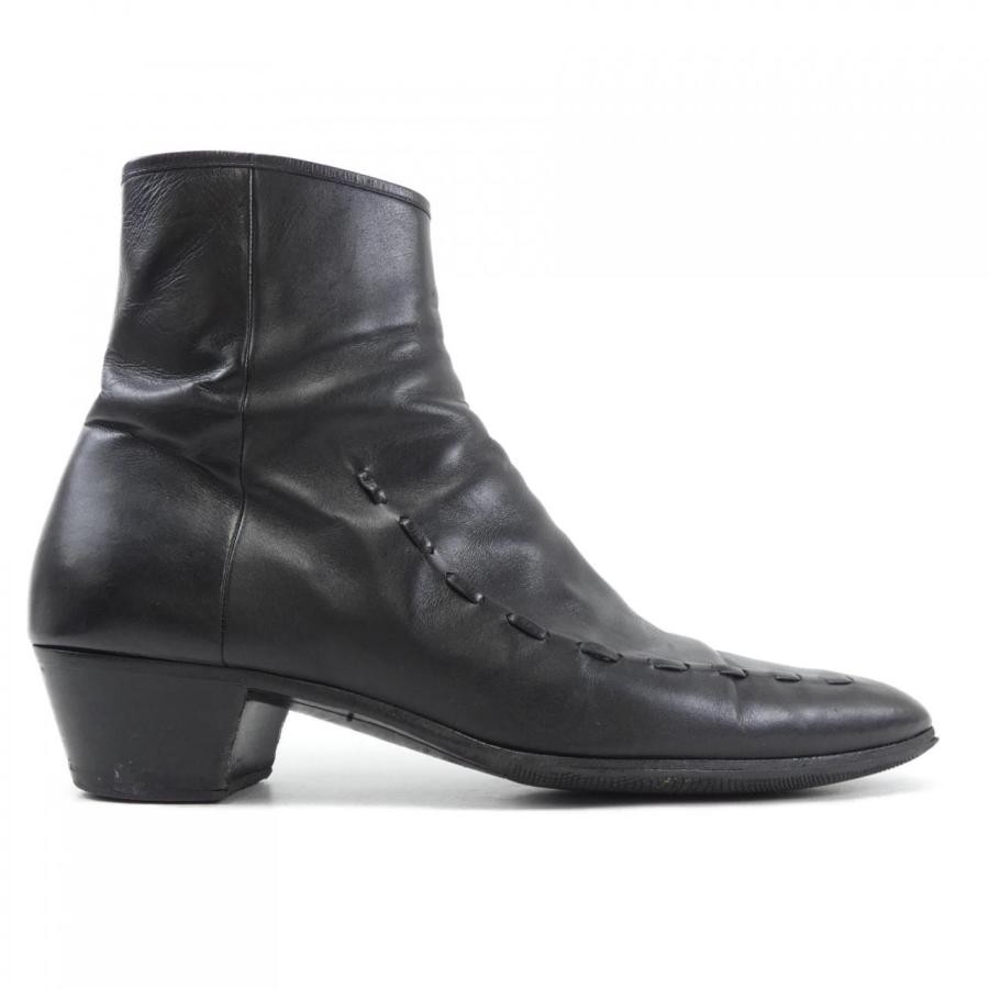 Stivali corti Saint Laurent neri in pelle con cerniera laterale taglia 44 uomo autentici