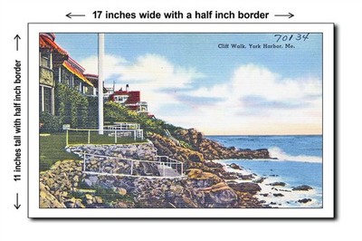 Maine 1940s - Cliff Walk, York Harbor, Me. - 11x17 Poster