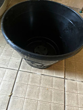 Large Plastic Round Plant Pot, Decorative Swirl Design, Black, Indoor/Outdoor