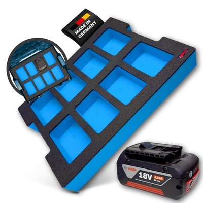 Bosch 8x Akkus GBA 18V Schaumeinlage L-Boxx 102, 136 passgenau APTEX