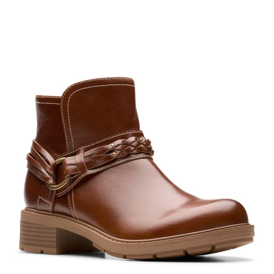 Women's Clarks, Hearth Kaylie Boot 26179616 Tan Leather LEATHER