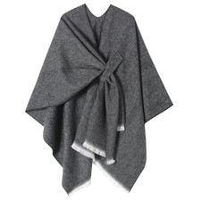 Women's Shawl Wrap Poncho Warm Cape Cardigan Open Front Shawls for Spring Black