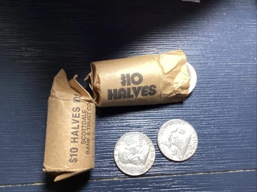 2 Rolls , Various Dates, 90% Silver Franklin Halves. Buyer Pays To Ship.