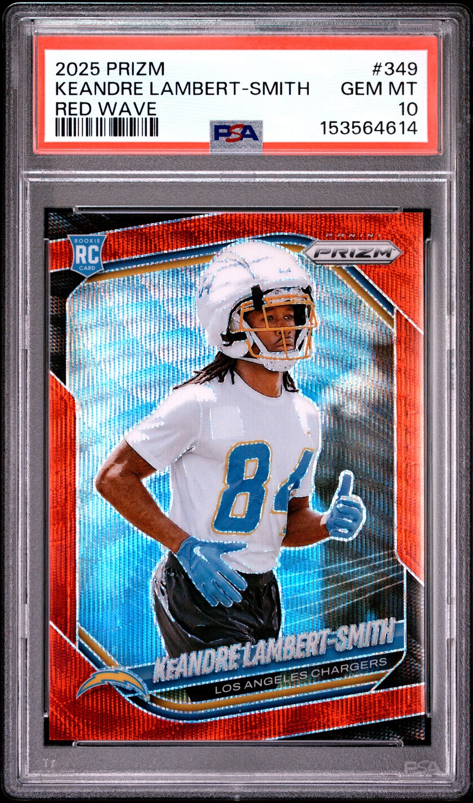 2025 PANINI PRIZM RED WAVE #349 KEANDRE LAMBERT-SMITH 12/149 PSA 10