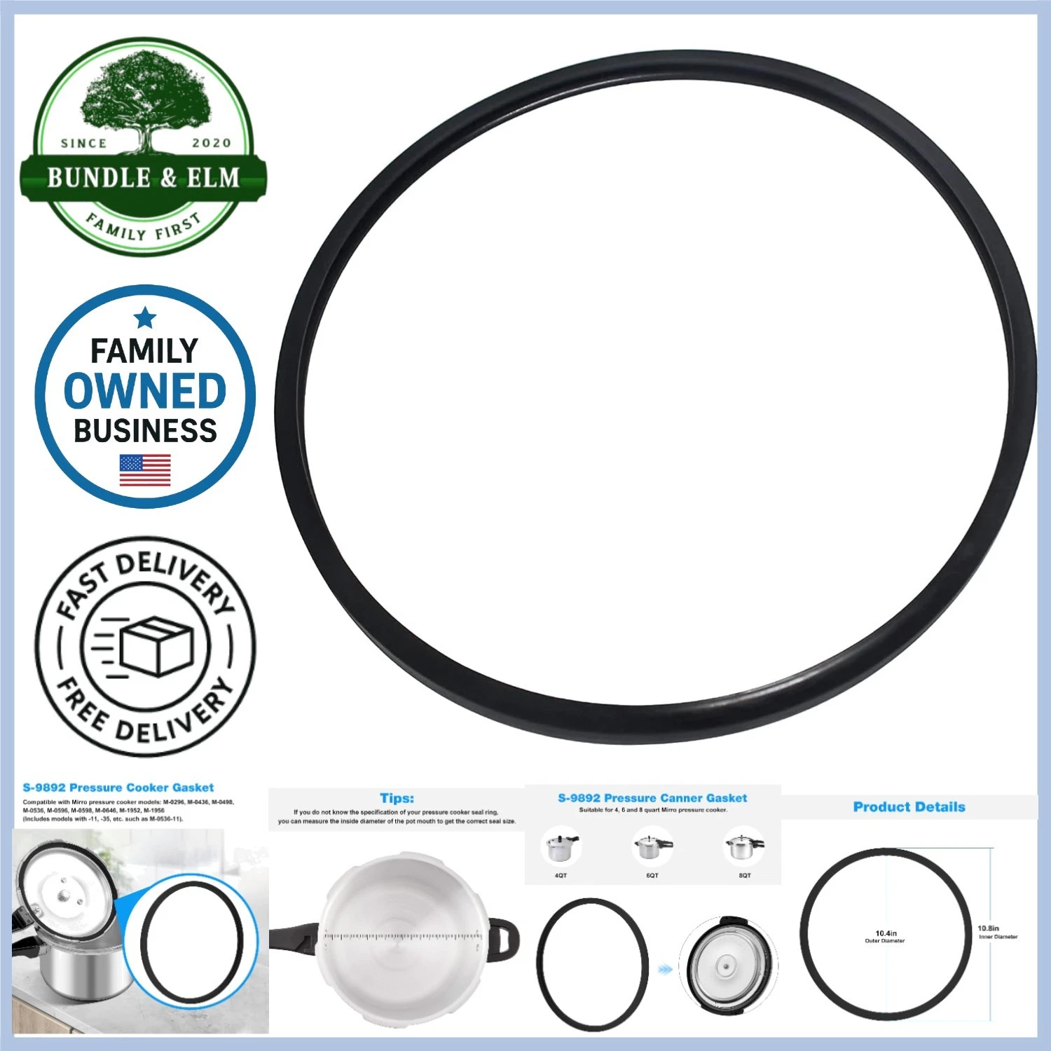 Pressure Cooker Gasket Silicone Replacement Fit 4 6 8 QT Models Durable Kai