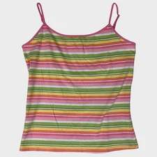Field Gear Womens Large Striped Top Cami with Built in Bra 