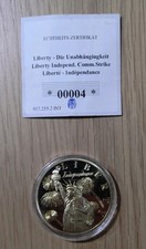 Statue of Liberty Gold Plated Coin with Swarovski Crystal COA.