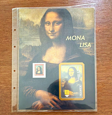 Mona Lisa Sammler-Set im Klarsichthüllenblatt mit Briefmarke & Telefonkarte