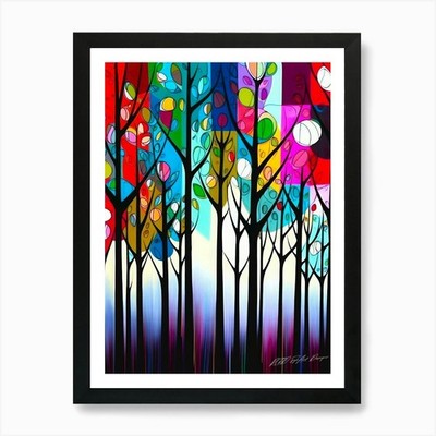 Verzauberter Wald - Waldrand Kunst Gerahmtes Wandbild Poster Leinwanddruck Bild
