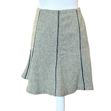 Lauren Ralph Lauren Skirt Wool Black Cream Side Zip Trumpet Womens 4P Petite