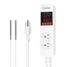 Digital Temperature Controller Dual Probe Reptile Thermostat Controlled Outle...