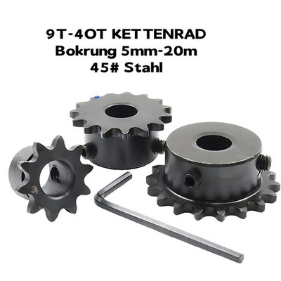 04C #25 9T-40T Kettenrad einfach Kettenräder Ritzel Bohrung 5-20mm Teilung6.35mm