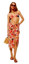 J Crew Convertible Beach Sarong Floral Cotton Voile Size Medium NWT
