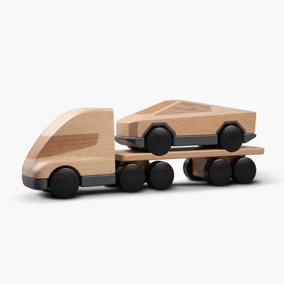 Tesla Semi + Cybertruck 木製プレイセット New Tesla Semi Cybertruck Wooden Playset Toy Flatbed Truck Set | eBay