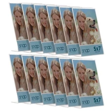 Set of 12 Acrylic Tabletop Photo Frames 5x7 Inch Self Standing Display for