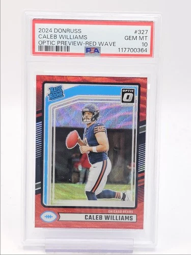 CALEB WILLIAMS 2024 OPTIC PREVIEW RATED ROOKIE RED WAVE GEM A RC PSA 10 Q0004