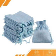 25Pcs Burlap Gift Bags 3"x4" Linen Sacks Jewelry Gift Pouches Blue