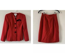 PETITE Sophistication VTG Skirt Suite Set Women s Sz 4 Red Dressy Holiday Office