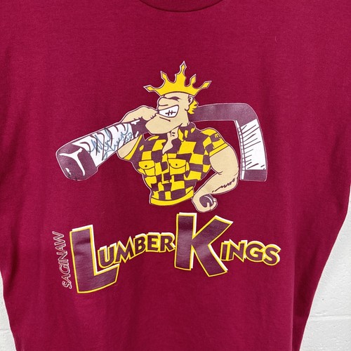 Camiseta de Hockey Saginaw Lumber Kings Vintage Firmada Grande Puntada Única Roja - Imagen 8 de 18