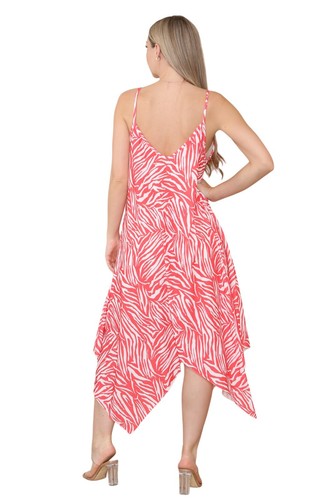Women's Italian Elephant Print Strappy Hanky Hem V Neck Sleeveless Dress Summer - Picture 92 of 112