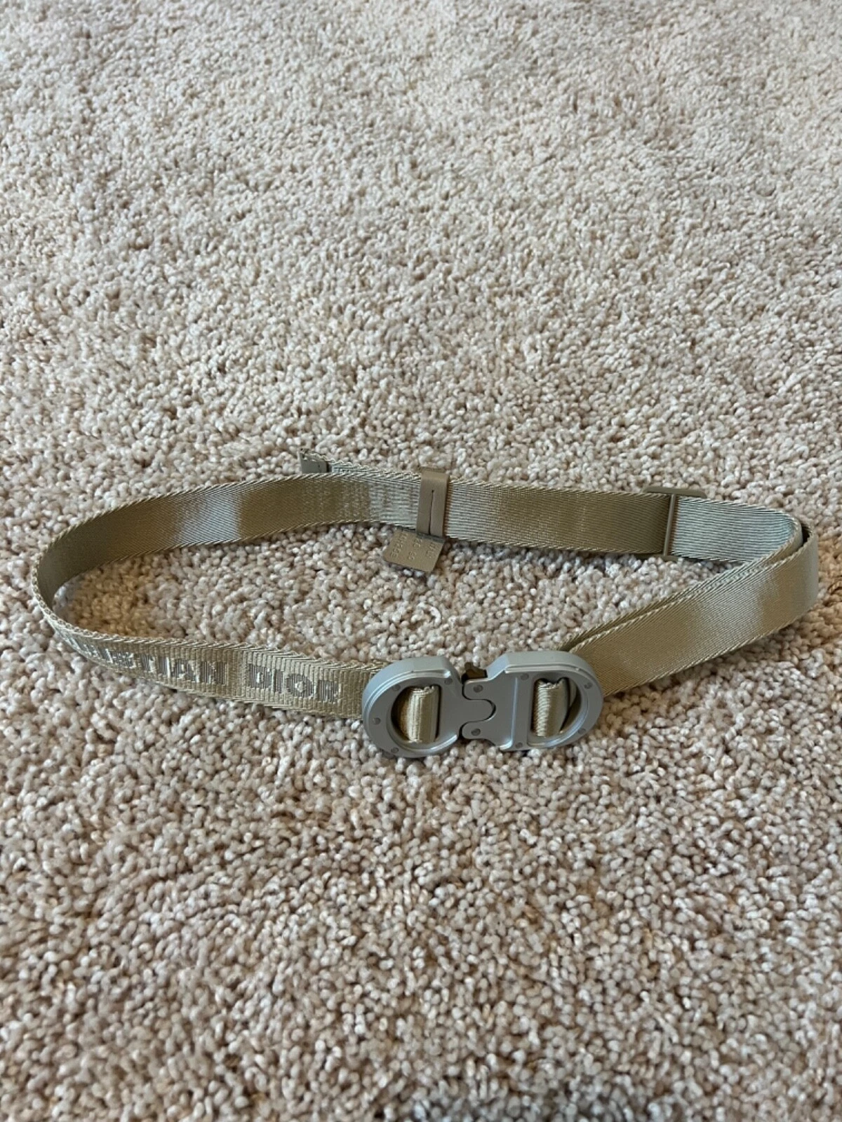 Ceinture Dior Homme Beige Polyester 100 cm   Sportif Chic, Excellent État