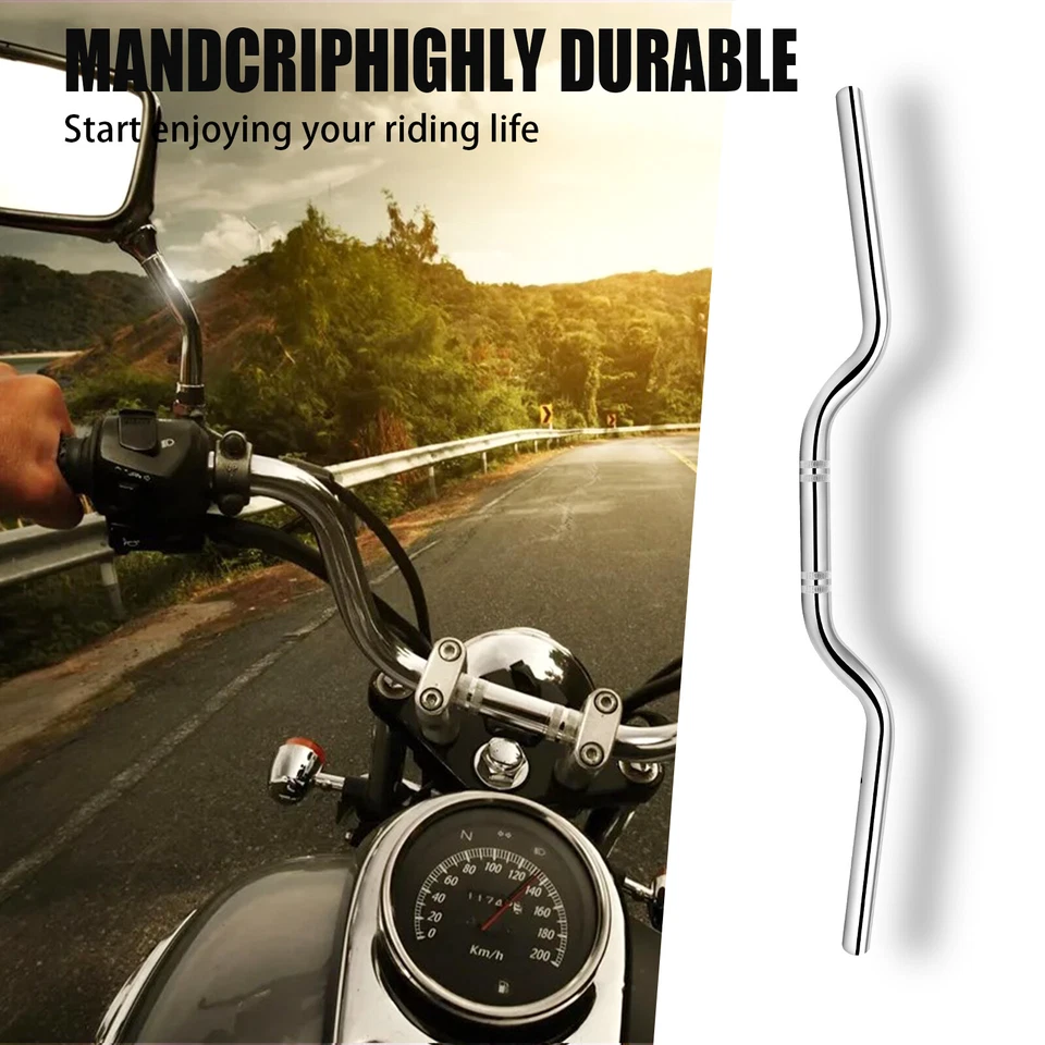 7/8" 22mm Handle Bar Tracker Drag Handlebar Chrome For Honda CB 125 200 250 500 - Image 2 of 4