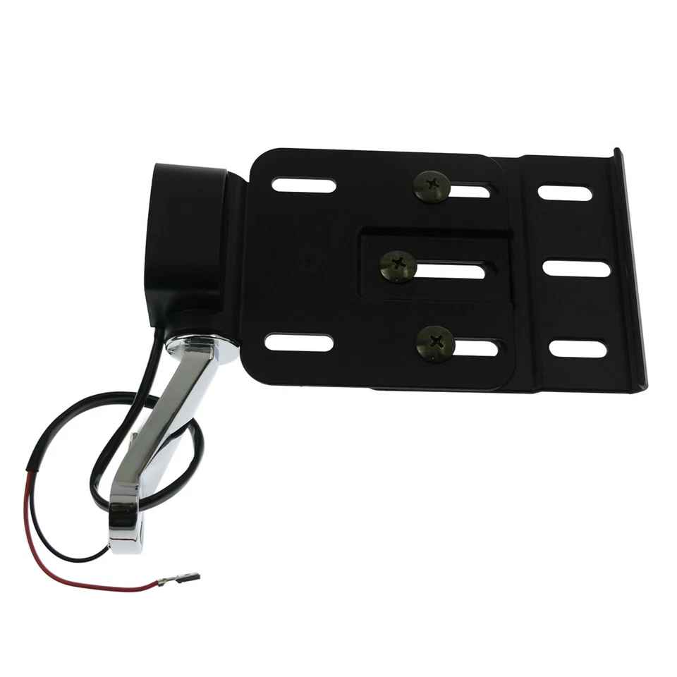 Noir Support plaque d'immatriculation avec lumière LED pliante montage latéral - Photo 1/4