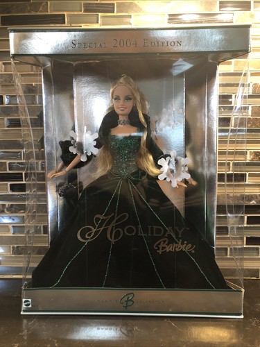 2004 Mattel Special Edition Holiday Barbie Doll Collector Blonde Green
