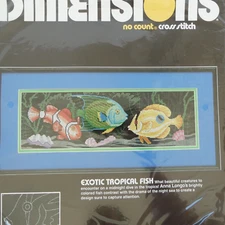 Dimensions Exotic Tropical Fish No Count Cross Stitch Kit 3944 Black NEW