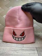 Pokemon Gengar Pink Knit Beanie Skully Hat Cap Unisex Kids and Adults