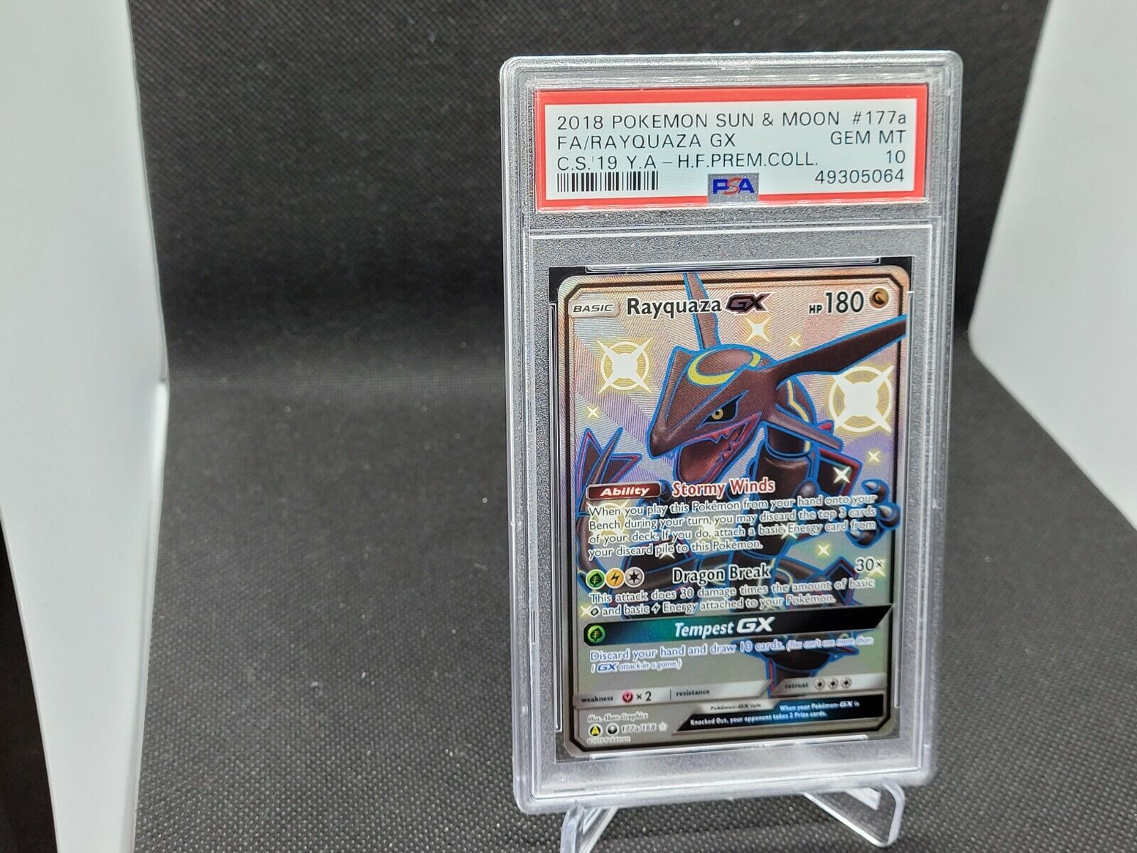 PSA 10 Shiny Rayquaza GX Full-Art 177a Hidden Fates Pok