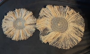 Pair of Vintage Hand Crocheted Doilies, extra frilly