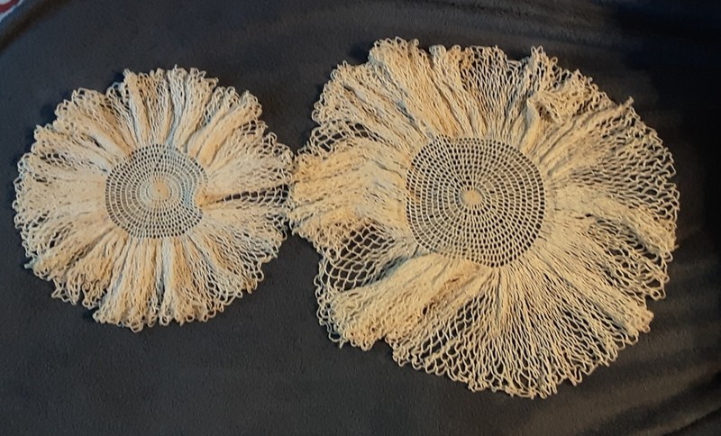 Pair of Vintage Hand Crocheted Doilies, extra frilly